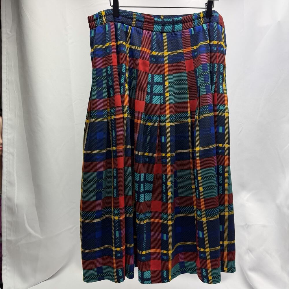 Vintage Kathryn Deene Plaid Midi Skirt Size 18/20 Colorful Pleated USA Style - Picture 6 of 9